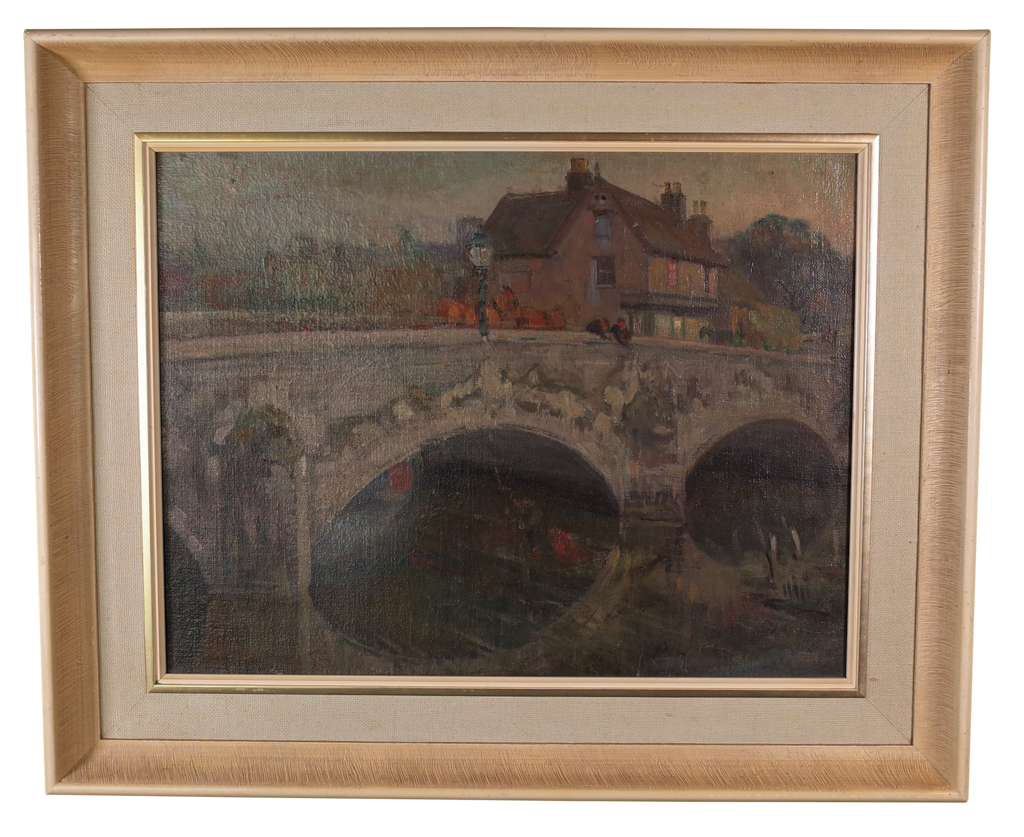 Oil on Canvas of Christchurch Bridge Over the Avon at Twilight