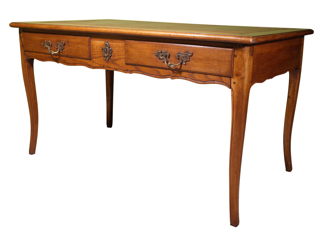 Louis XV Style Walnut Desk with Leather Top