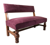 Oak Banquette Upholstered in Purple Velvet