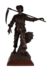 Spelter Figure of a Harvester on Marble Base