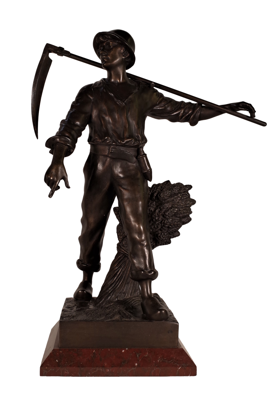 Spelter Figure of a Harvester on Marble Base