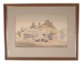 Watercolour of Dorset Cottages signed Sybil Mullen Glover