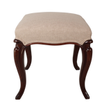 Square Mahogany Upholstered Foot Stool on Cabriole Legs