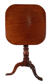 Square Top Mahogany Tilt Top Balluster Pedestal Tripod Table