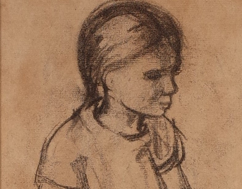 Pencil Portrait of Seated Girl