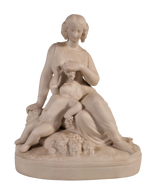 Parian Ware figure of a Seated Woman Feeding Grapes to a Child