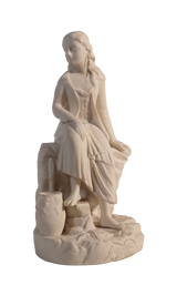 Parian Ware Figure of a Cottage Girl Seated on a Rocky Mound by a Well