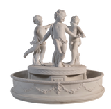 Parian Ware Circular Centrepiece of Three Putti Dancing Within a Large Bowl Decorated with Floral Swags