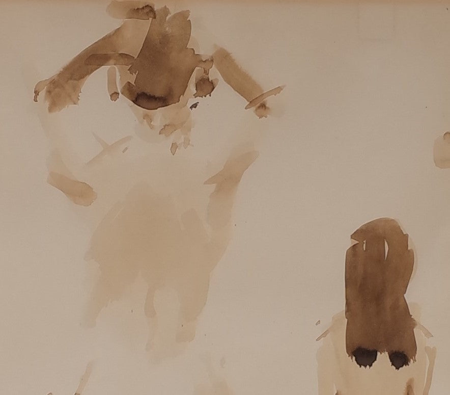 Monochrome Watercolour Study of Figures by David Phipps