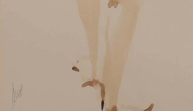 Monochrome Watercolour Study of Figures by David Phipps