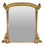 Carved Gilt Overmantle Mirror with Bevelled Plate
