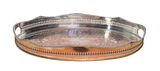 Old Sheffield Plated Galleried Tray with Engraved Floral Decoration