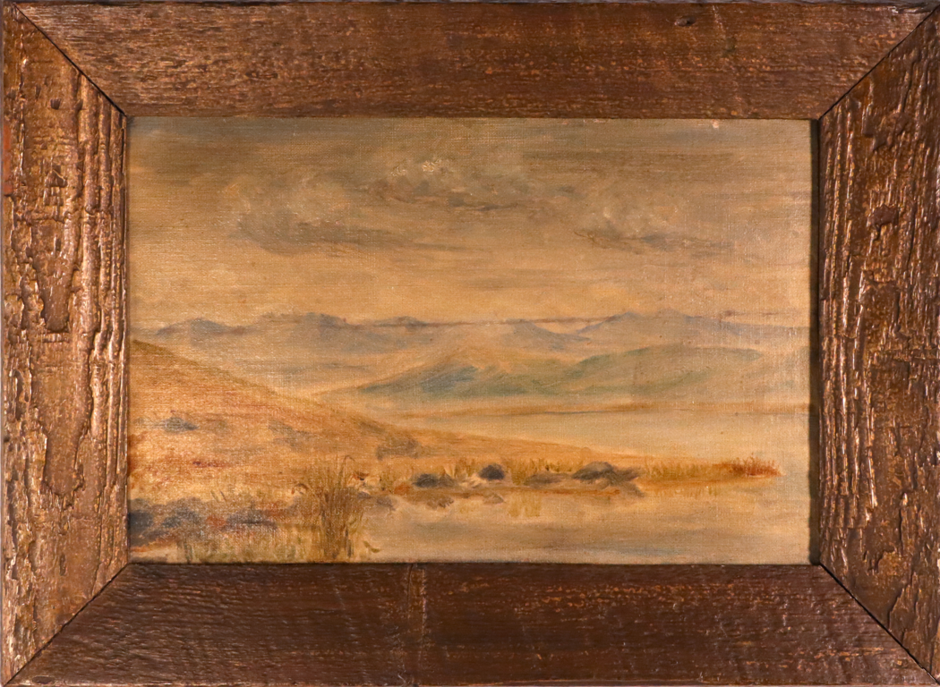 Oil on Board of Landscape with Lakes