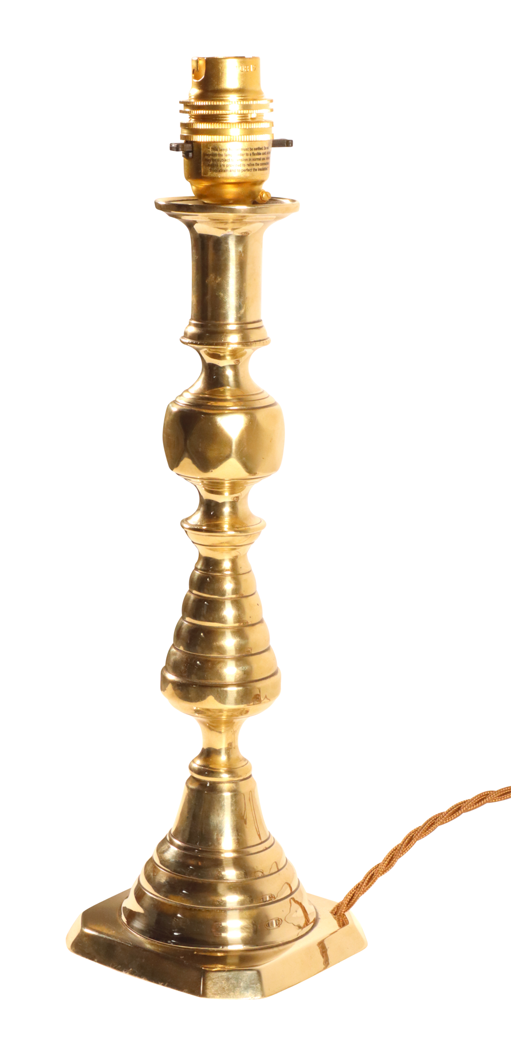 George III Converted Brass Candlestick Lamp Base