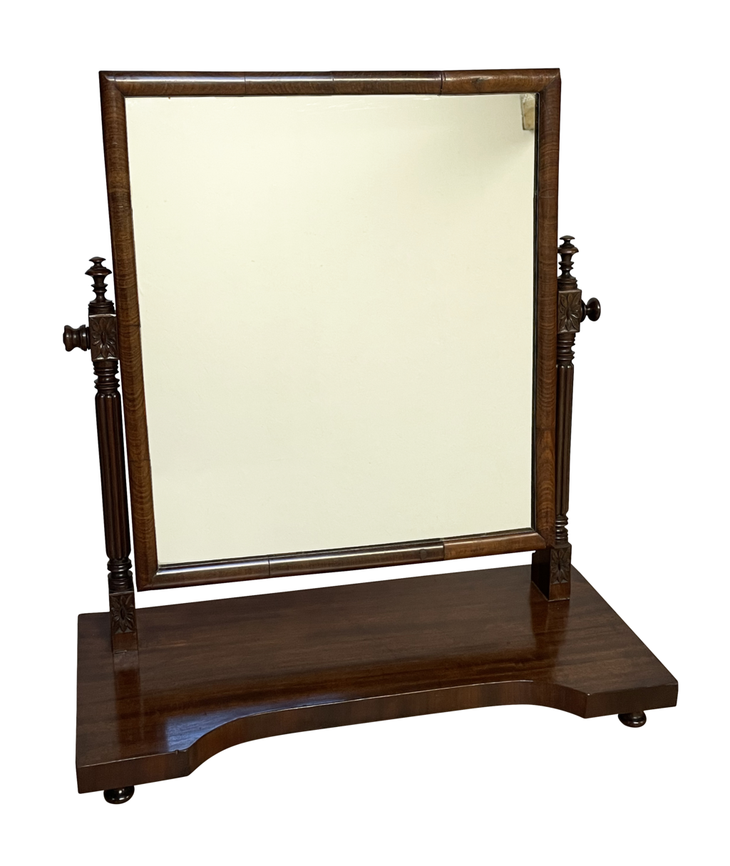 Mahogany Toilet Mirror with Reeded Column Supports