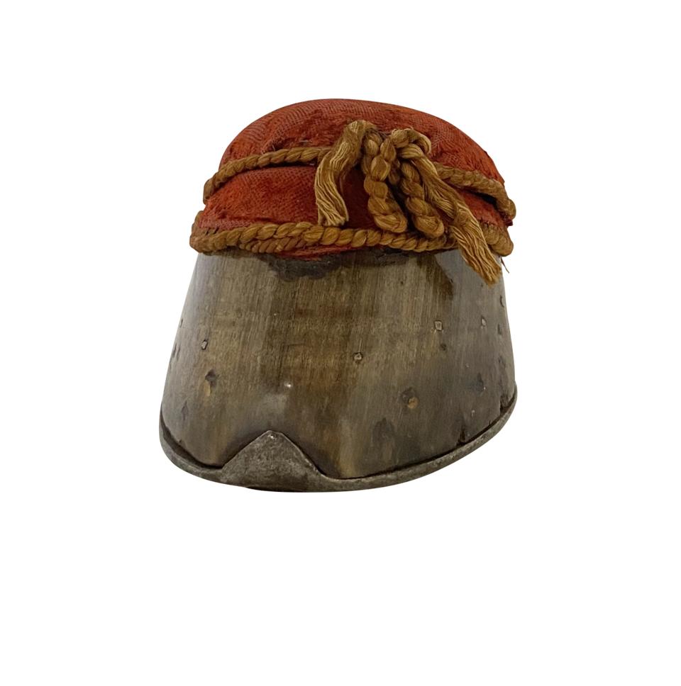 Horse Hoof Sewing Box with Velvet Padded Pin Cushion