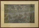 Meiji Period Ink on Linen of a Pastoral Scene