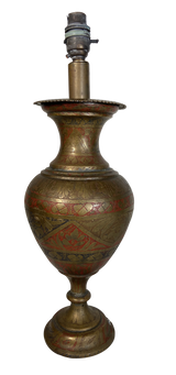 Anglo Indian Brass Vase Converted to Table Lamp