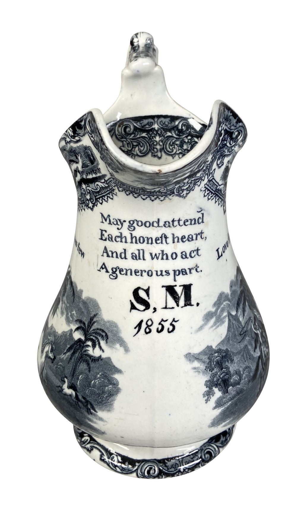 Victorian Puzzle Jug with Inscription Love Sincere and Friendship True