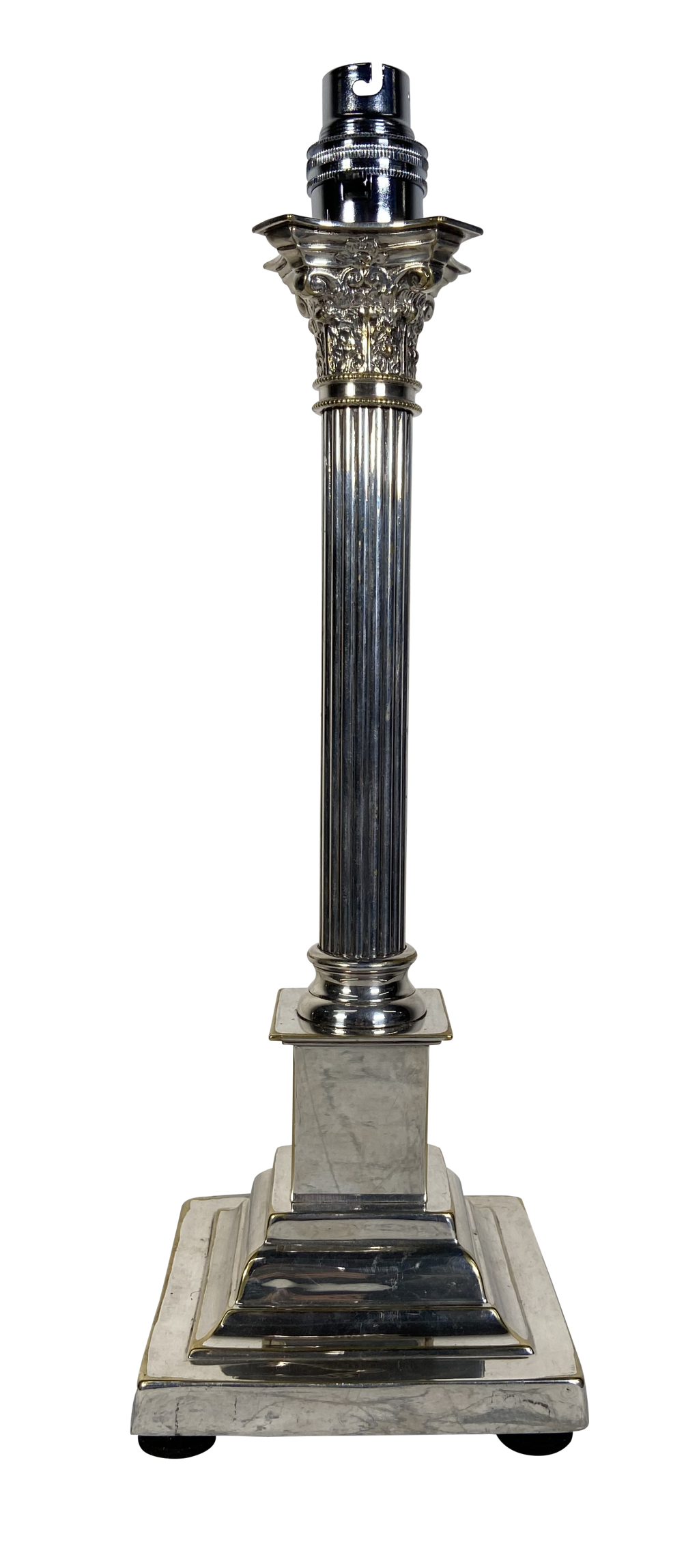 Silver Plated Corinthian Column Table Lamp