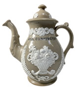 Staffordshire Coffee Pot Inscribed Mr D Cunnington