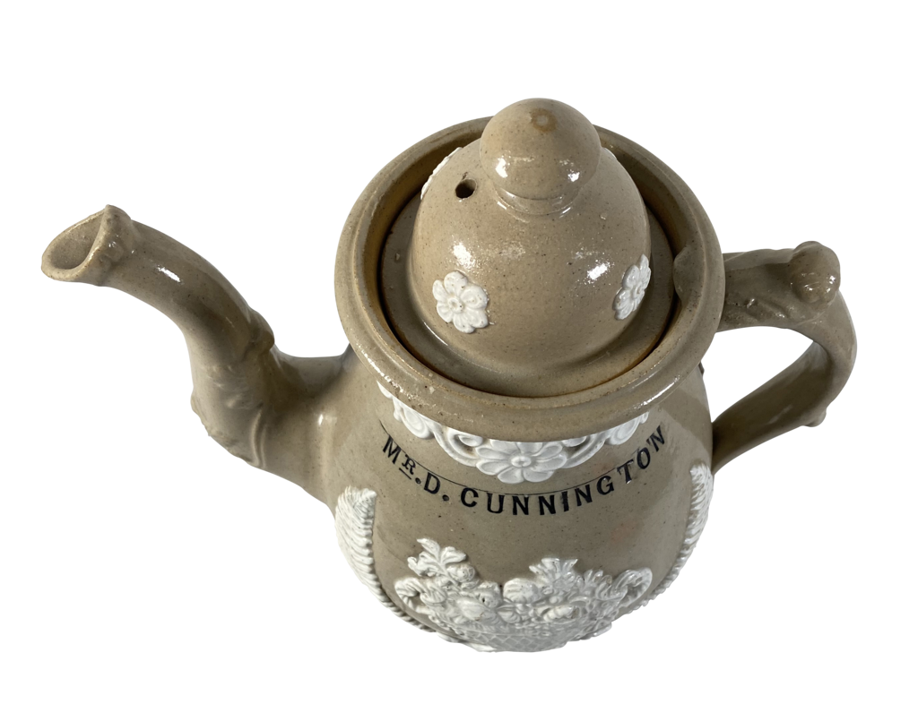 Staffordshire Coffee Pot Inscribed Mr D Cunnington