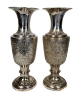 Pair of Anglo-Indian Silver Plated Vases