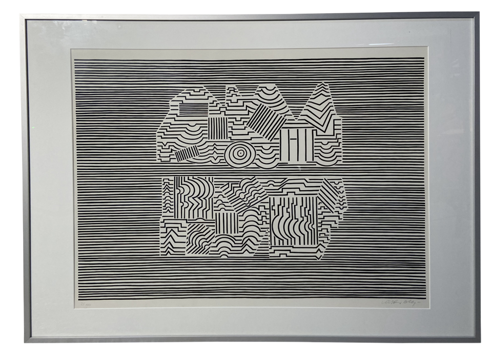 Limited Edition Abstract Black and White Op Art Movement Screen Print by Victor Vasarely