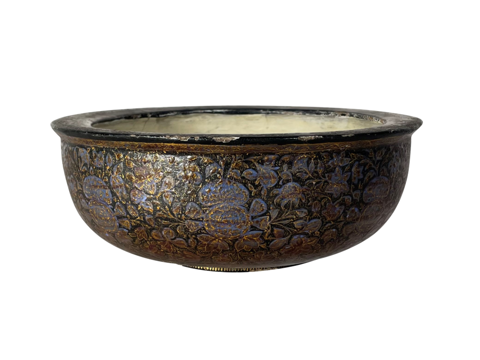 Hand Decorated Kashmiri Lacquered Papier Mache Bowl