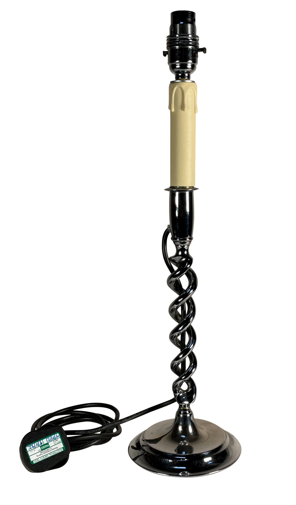 Nickel Plated Wrythen Twist Candlestick Table Lamp