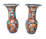 Pair of Hand Decorated Floral Meiji Period Imari Vases