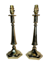 Pair of Brass Hexagonal Table Lamps