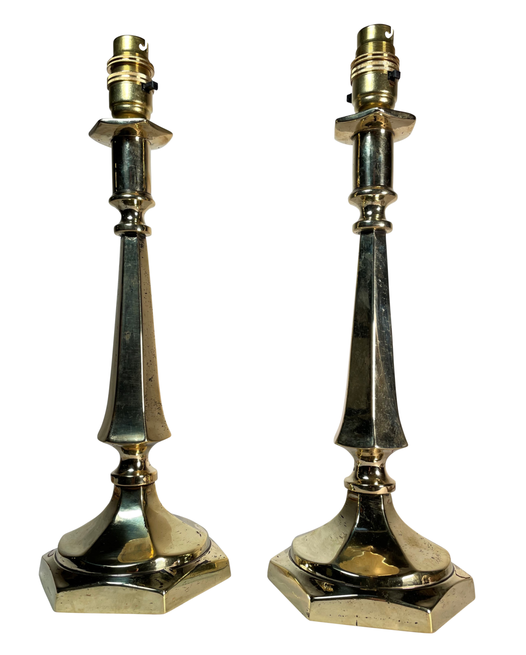 Pair of Brass Hexagonal Table Lamps