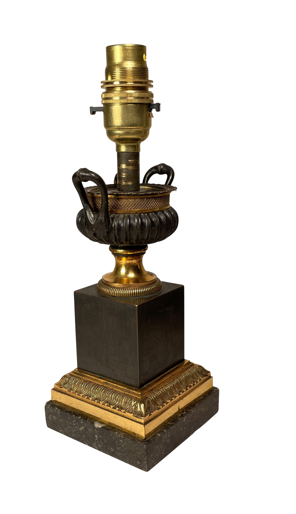 Bronze Campana Urn Table Lamp on Marble Base