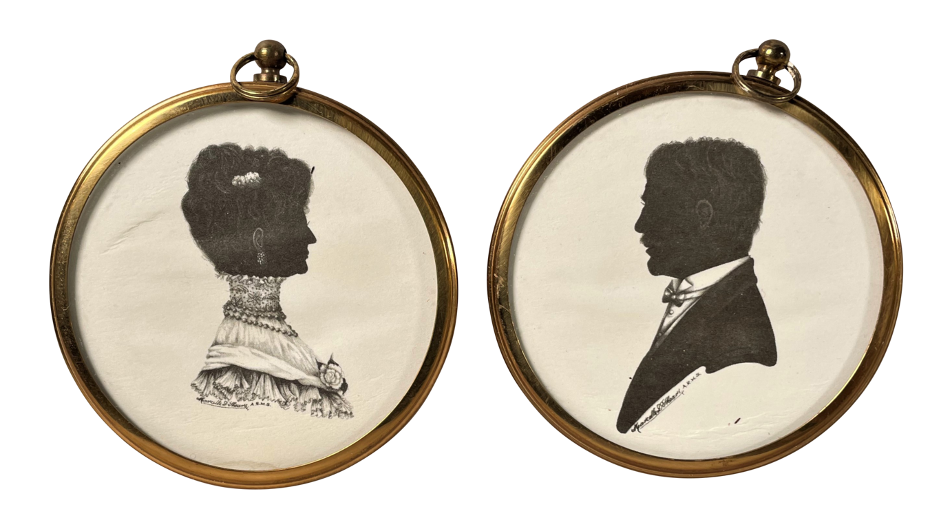 Pair of Silhouettes of a Victorian Lady and Gentleman