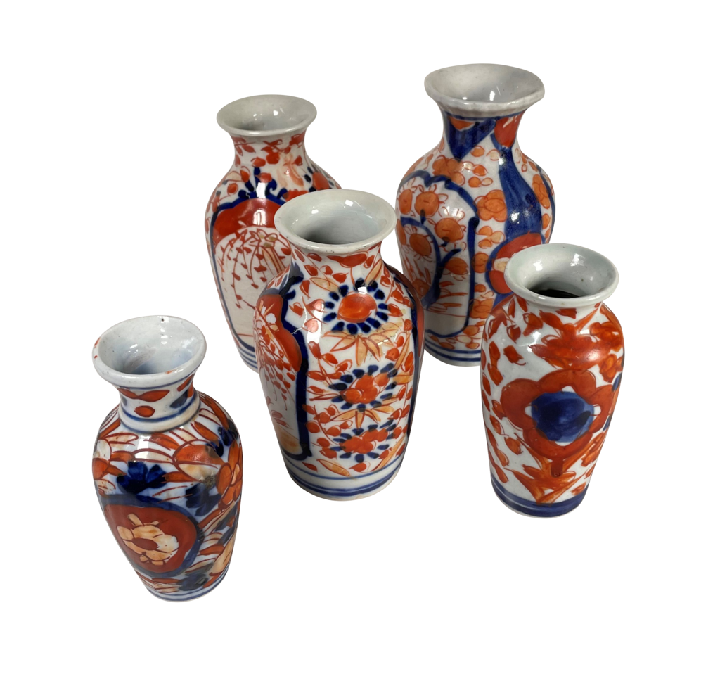 Five Miniature Meiji Period Imari Vases