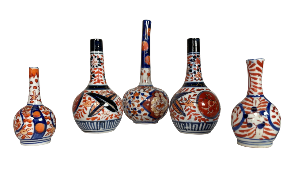 Collection of Five Meiji Period Imari Bottle Vases