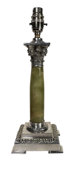 Onyx and Plated Corinthian Column Table Lamp