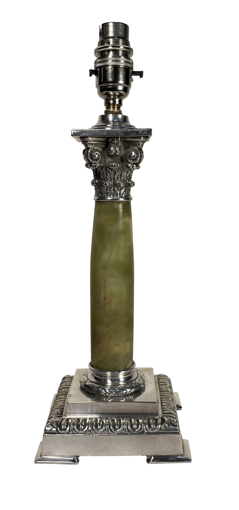 Onyx and Plated Corinthian Column Table Lamp