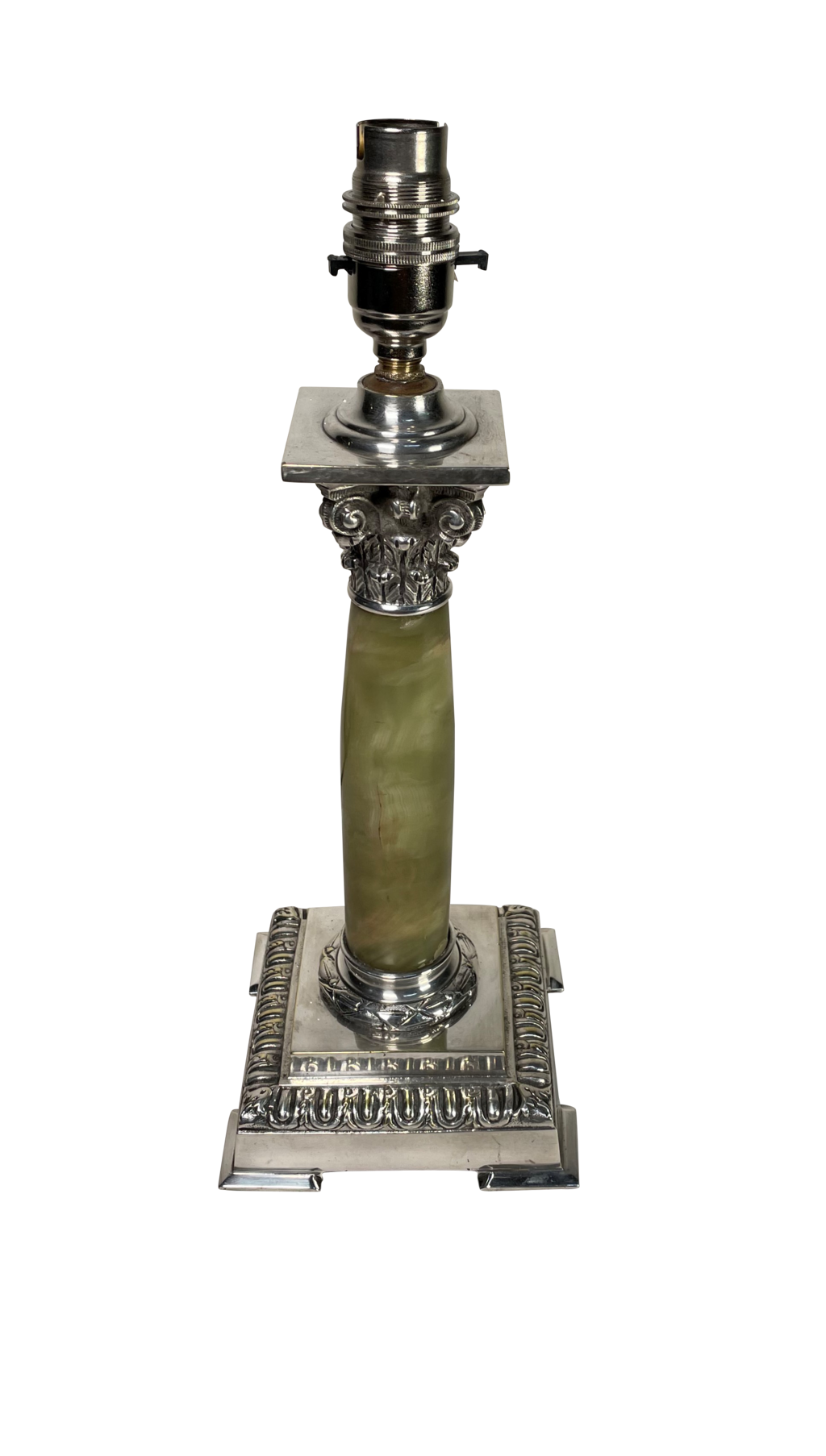 Onyx and Plated Corinthian Column Table Lamp
