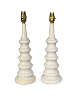 Pair of Painted Tapering Circular Beech Table Lamps