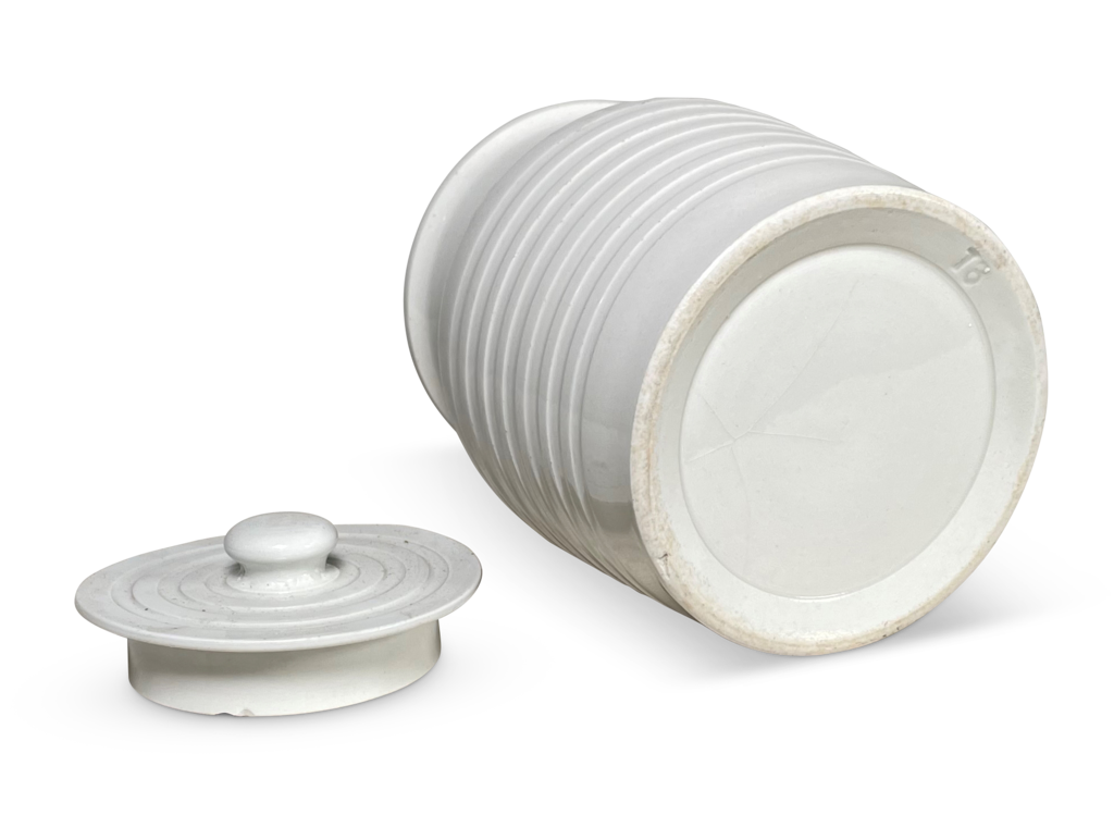 Edwardian White Ironstone Banded Sugar Container with Lid