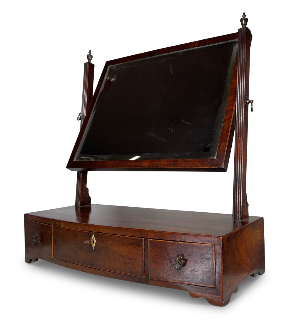George III Bow Fronted Mahogany Dressing Table Mirror with Three Drawers