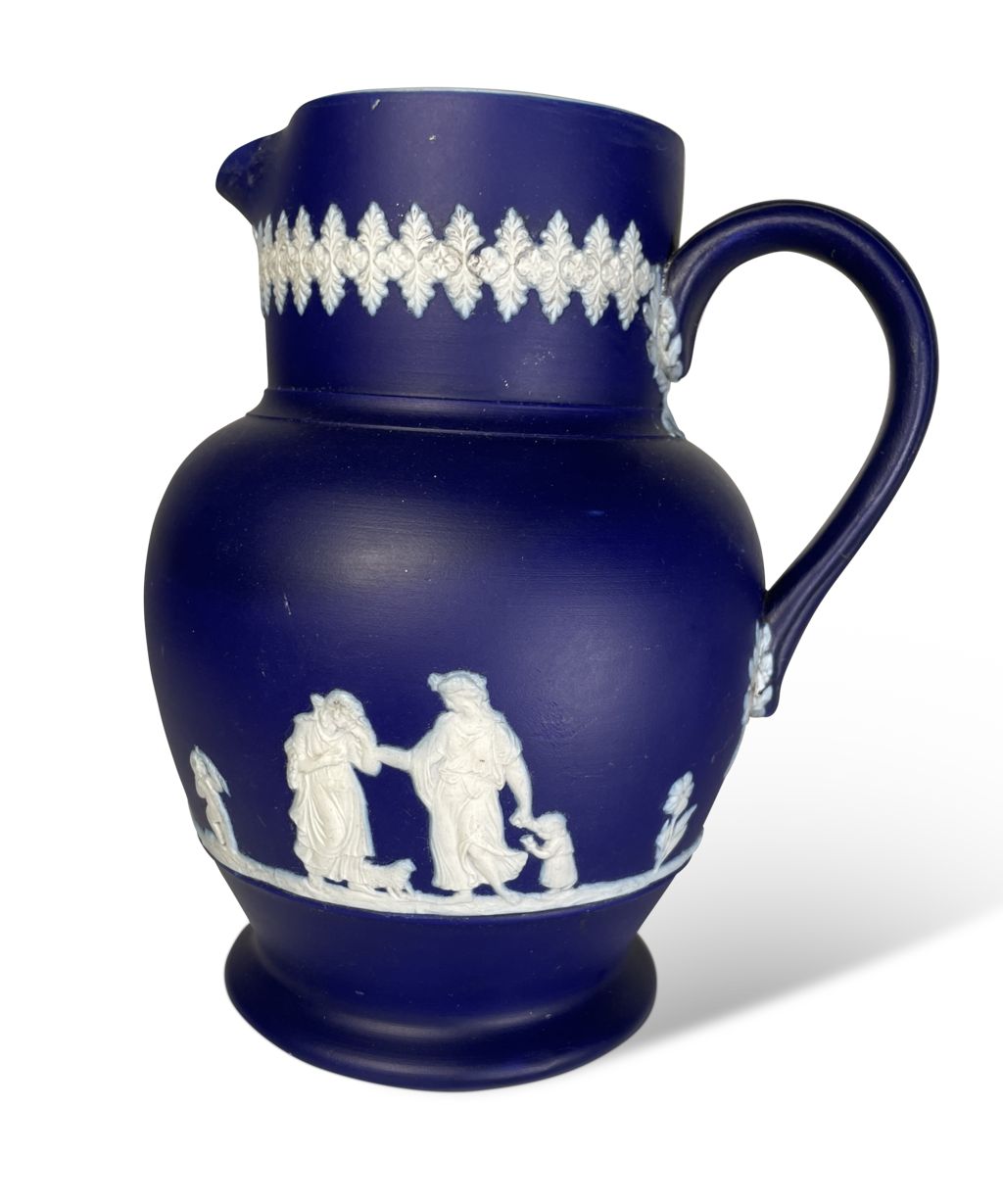 Cobalt Blue Jasperware Style Jug by Dudson Brothers of Hanley Potteries