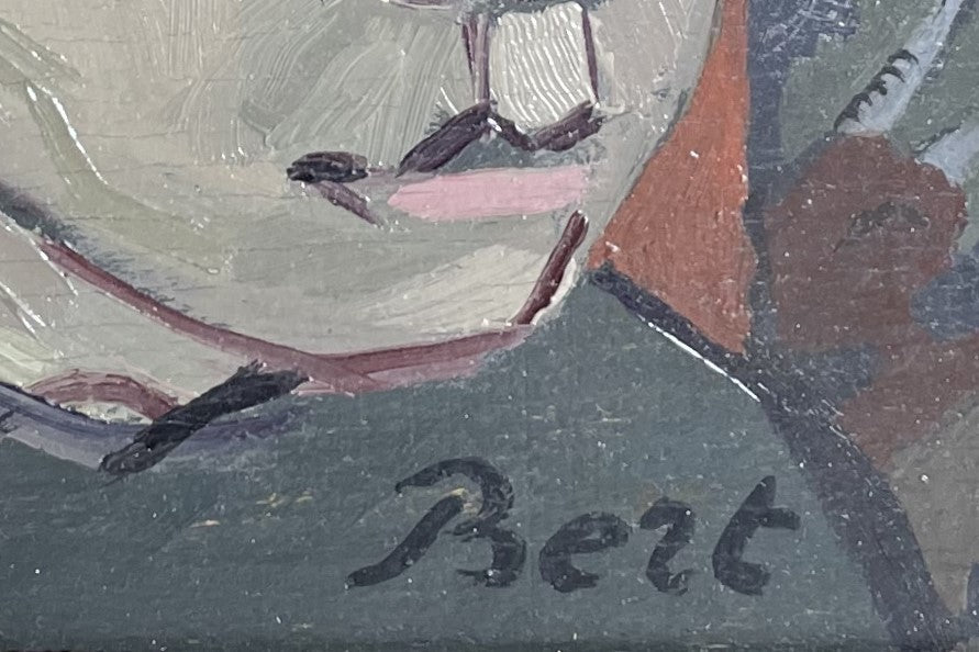 English School Oil on Board Portrait signed Bert