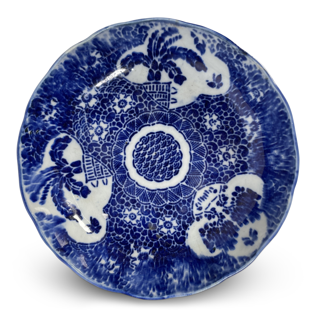Hand Painted Blue and White Meiji Period Bowl