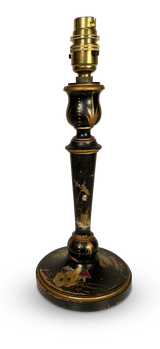Lacquered Turned Beech Column Chinoiserie Table Lamp