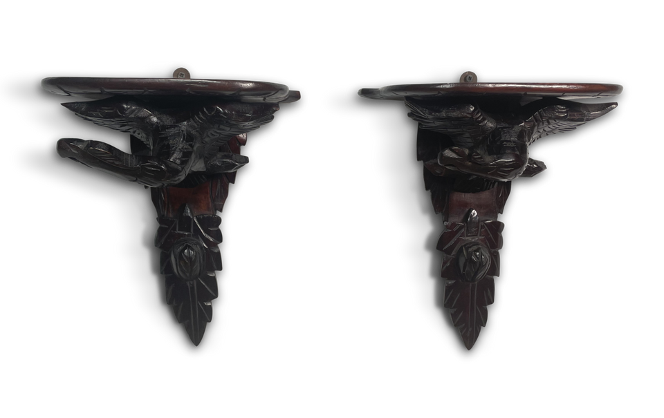 Pair of Black Forest Carved Wall Brackets