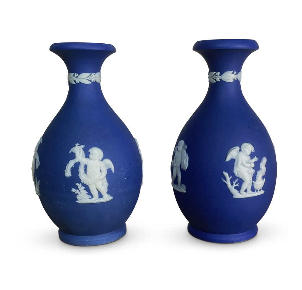 Pair of Jasperware Stem Vases
