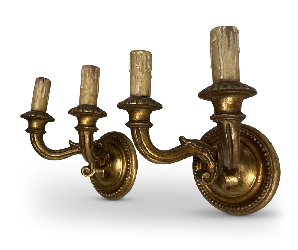 Pair of Giltwood Two Branch Wall Lights